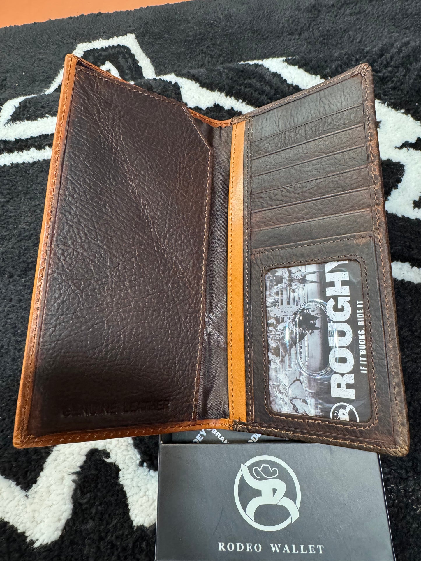 Hooey Men's Zemi Brown Lightning Basket Weave Embossed Leather Rodeo Wallet