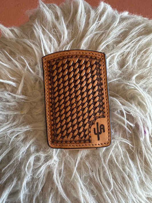 Cactus Alley “Basket Stamp” ribbon wallet with magnet