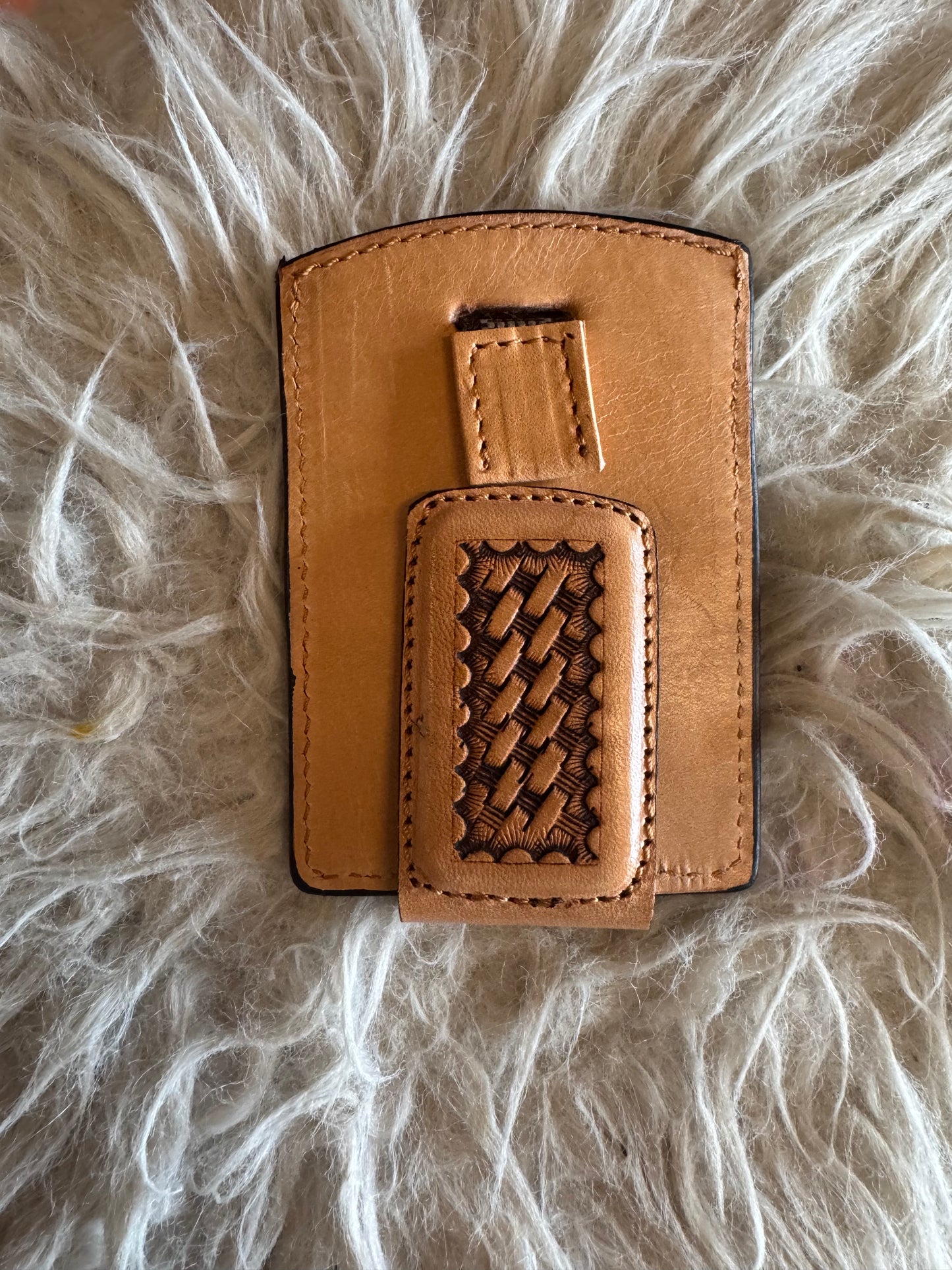 Cactus Alley “Basket Stamp” ribbon wallet with magnet