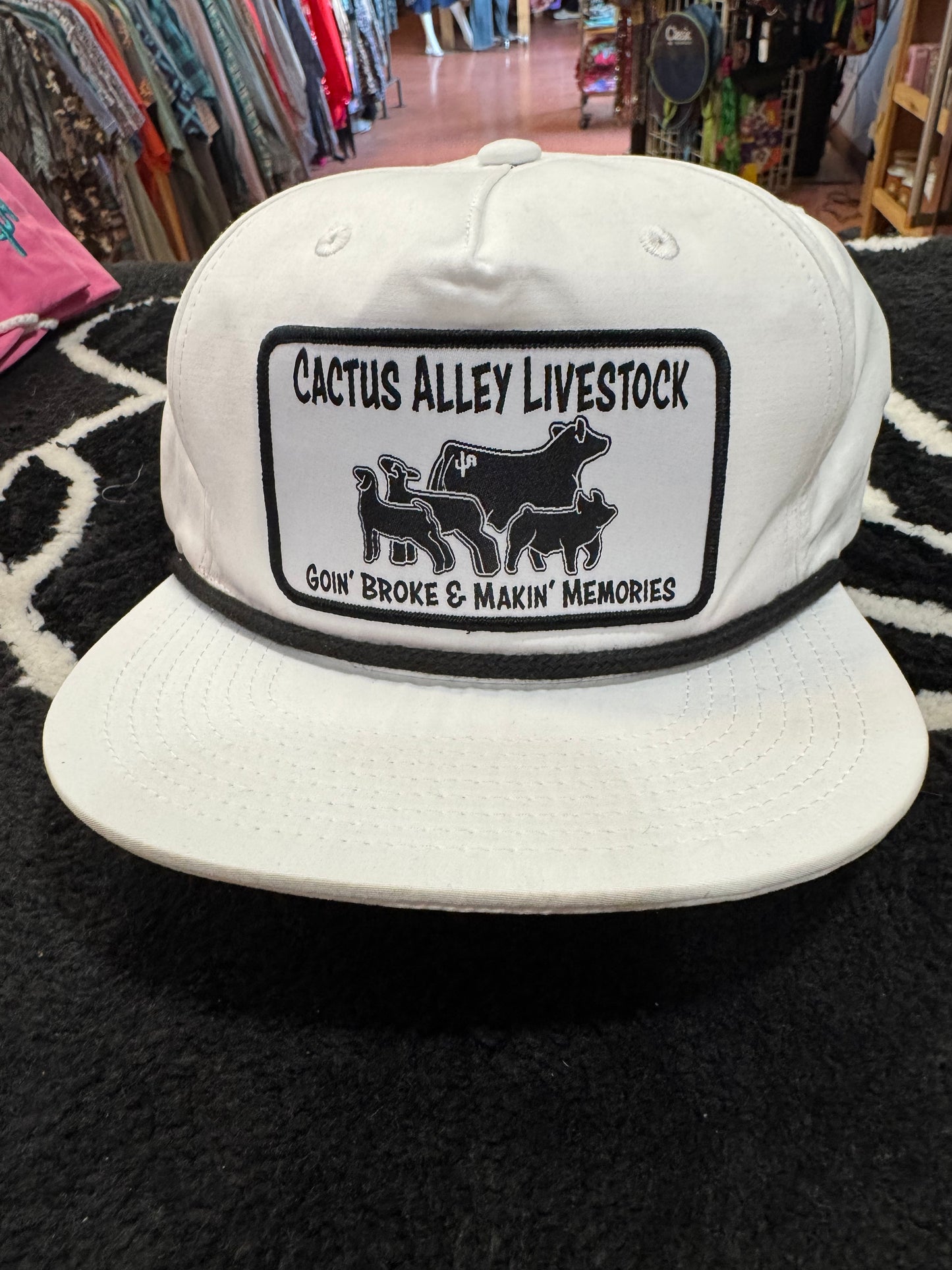 Cactus Alley “Livestock” white/black rope snapback 🧢