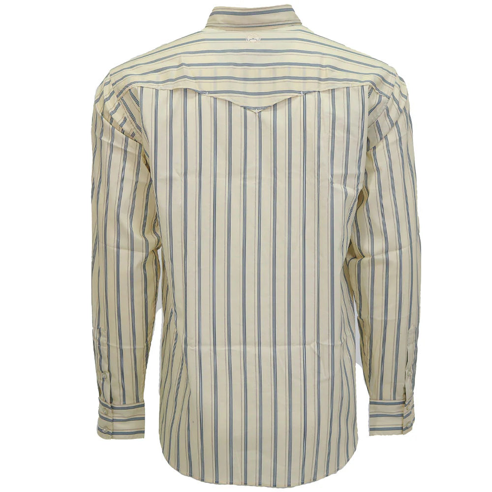 "MAVERICK" LONG SLEEVE BUTTON UP SHIRT WHITE W/PIN STRIPES