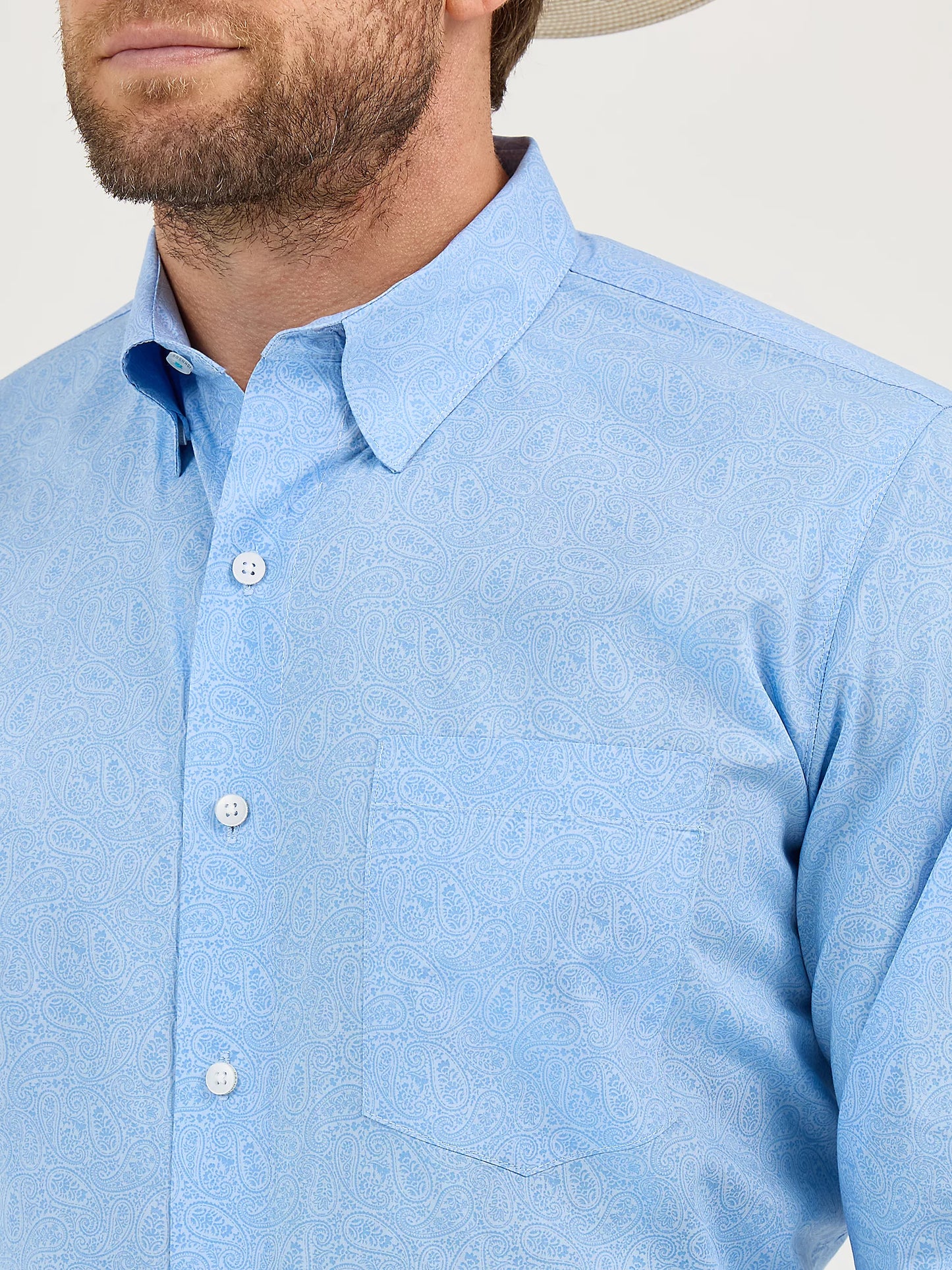 MEN'S CODY JOHNSON LIGHT BLUE ONE POCKET BUTTON LONG SLEEVE