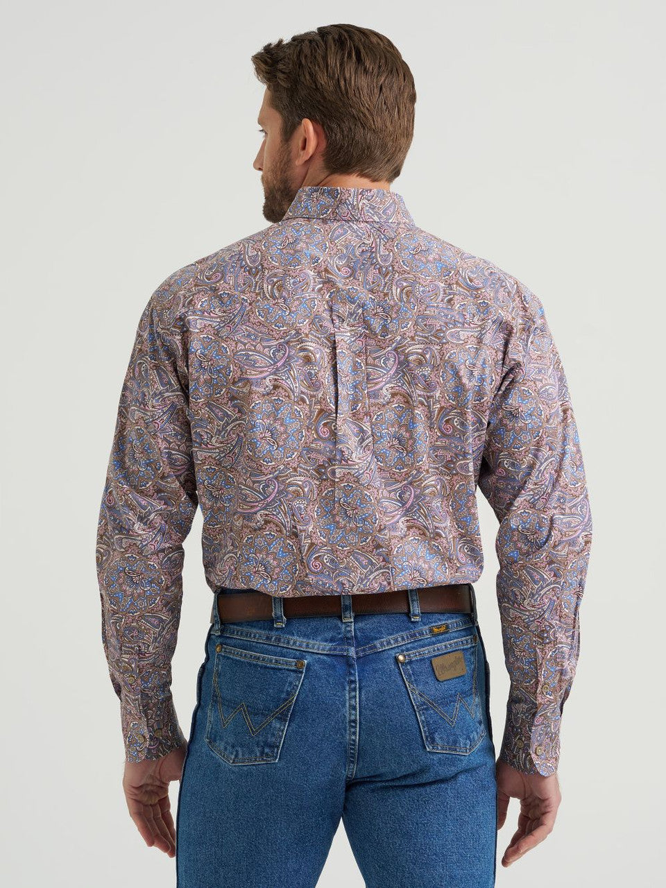 Wrangler George Strait One-Pocket Long Sleeve Shirt – Coffee Multi 112369578