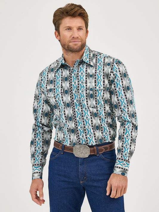 WRANGLER MENS CHECOTAH CLASSIC FIT GREY LONG SLEEVE