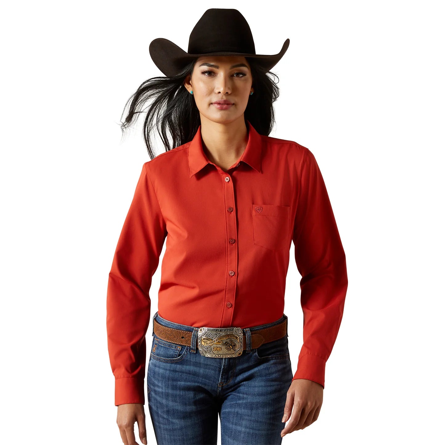 Ariat Ladies Kirby Pro Ketchup Red Button Down Shirt 10062624