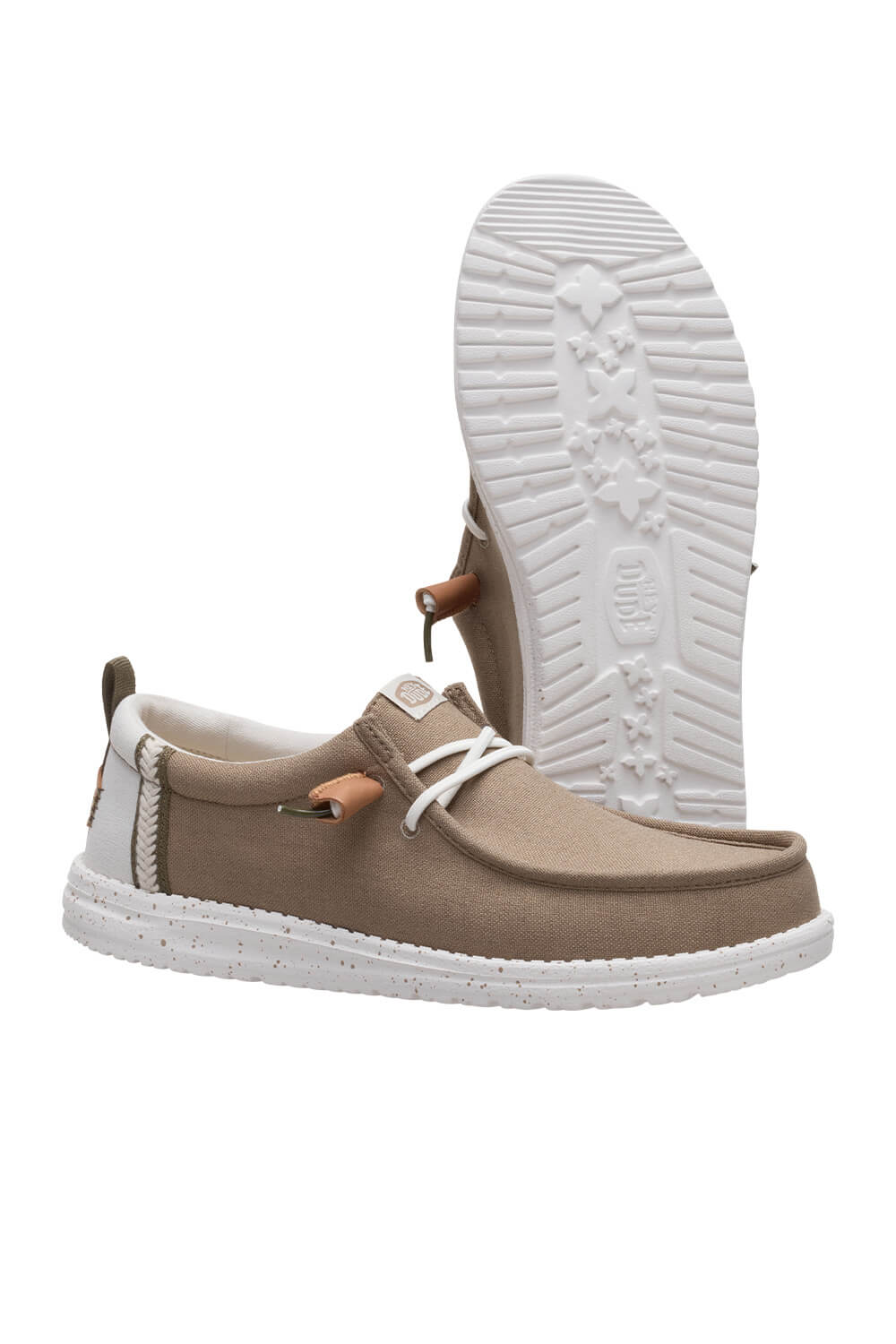 HEYDUDE Men’s Wally Craft Linen Shoes in Timber/Silver Birch