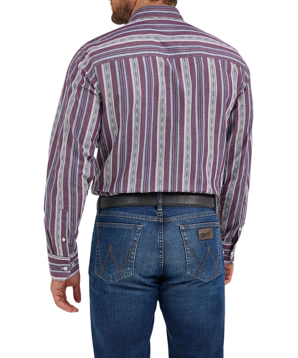 Wrangler Mens Cody Johnson Multi Color Stripe Button Long Sleeve Shirt