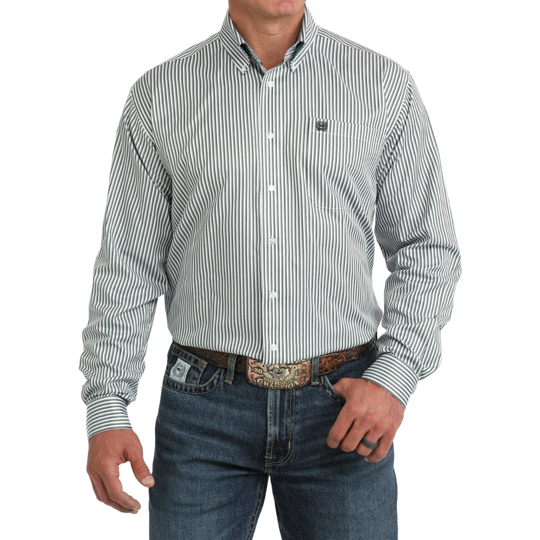 Cinch Men's Blue Striped Button Down Shirt MTW1106135
