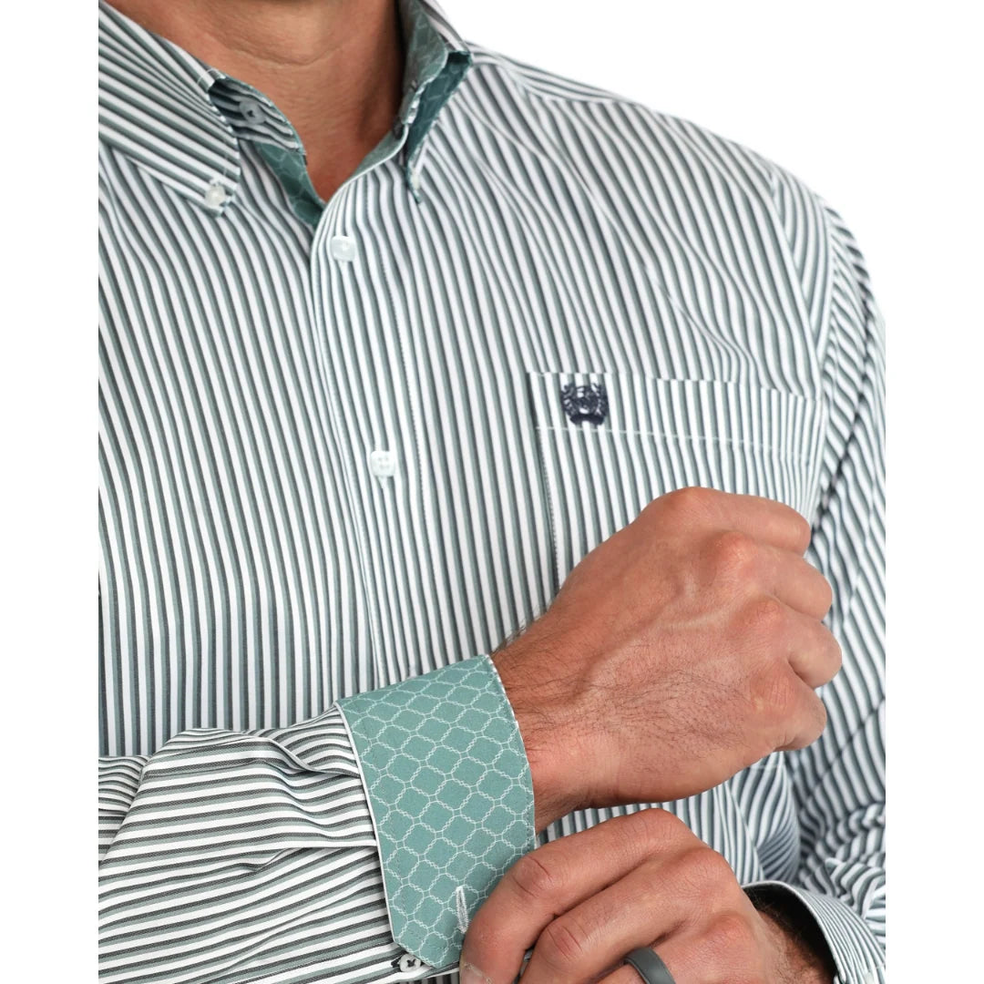 Cinch Men's Blue Striped Button Down Shirt MTW1106135