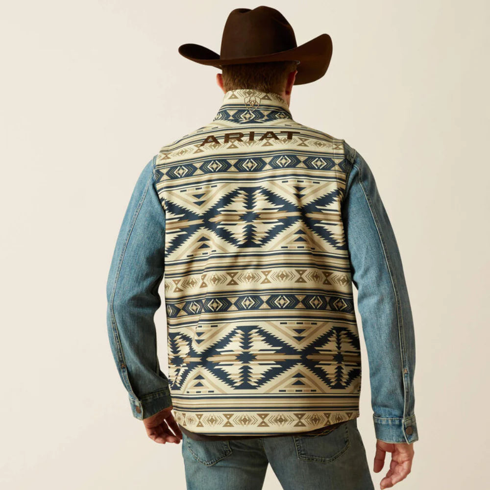 Ariat Men's White Pepper Southwest Logo Softshell Vest 10062590