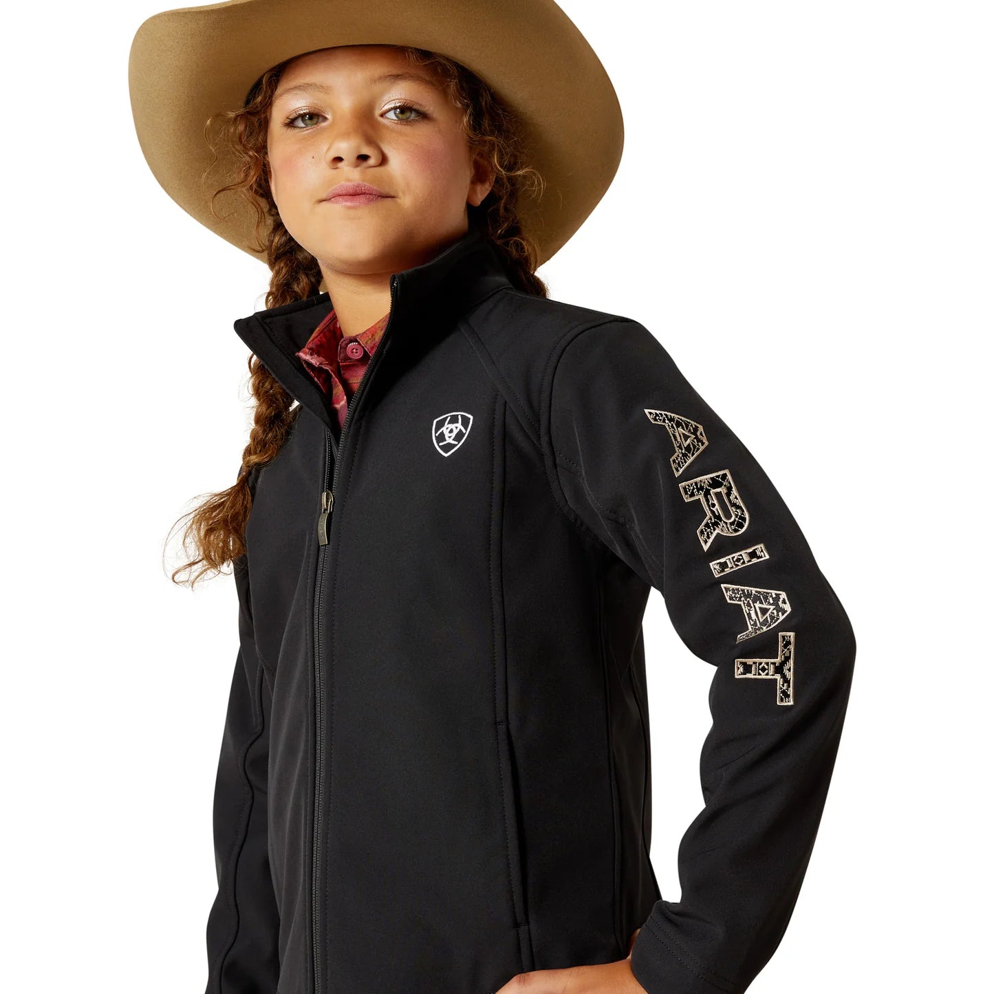 Ariat Youth Girl's Black Southwest Print Logo Softshell Jacket 10062867