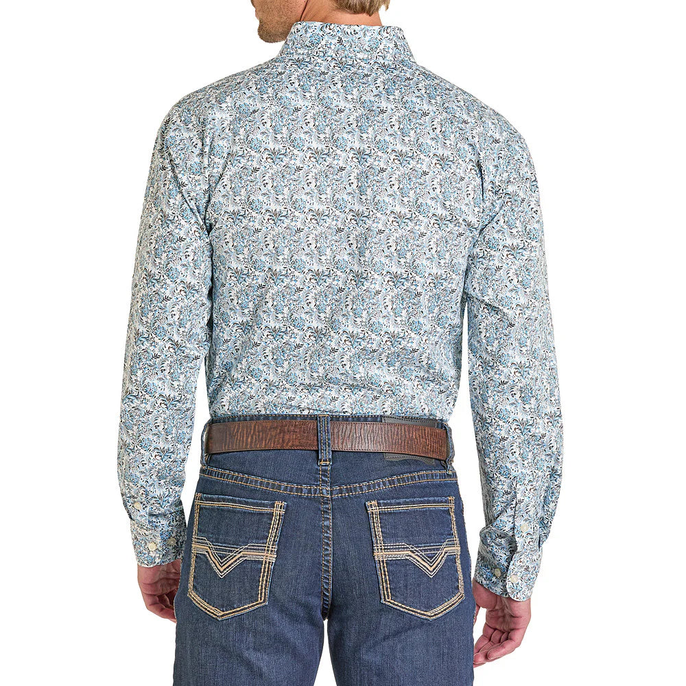 Rock & Roll Floral Print LS- Blue 👕