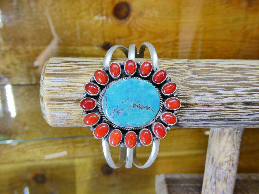 Turquoise Flower Cuff