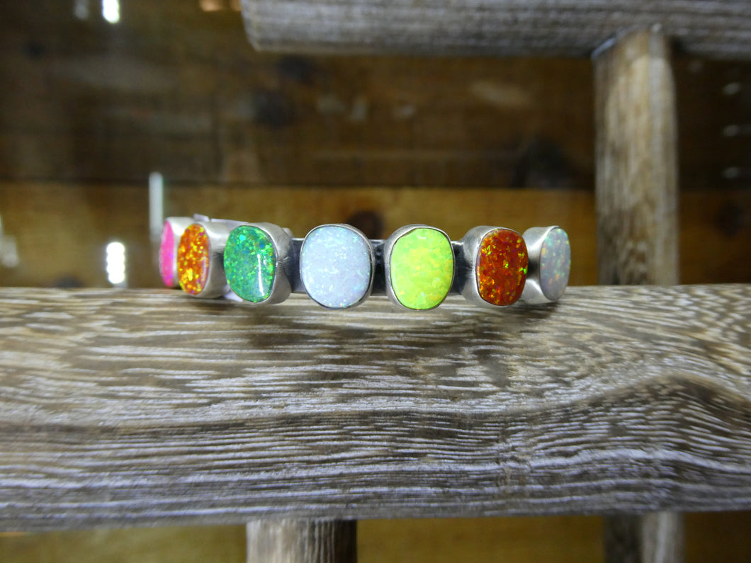 Rainbow Gem Sterling Silver Cuff