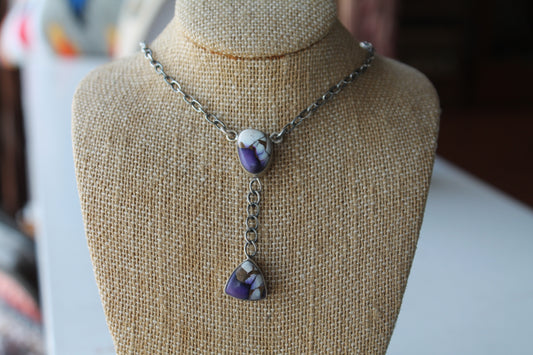 2 stone Purple Dahlia Necklace