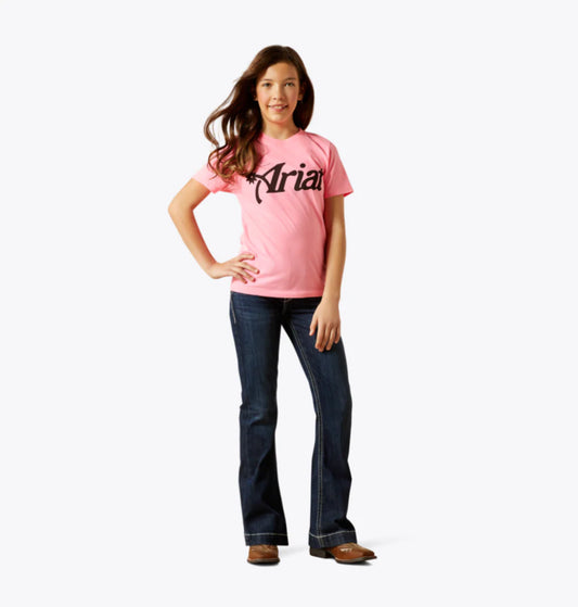 Ariat Youth Spur Script Short Sleeve T-Shirt - Ice Pink