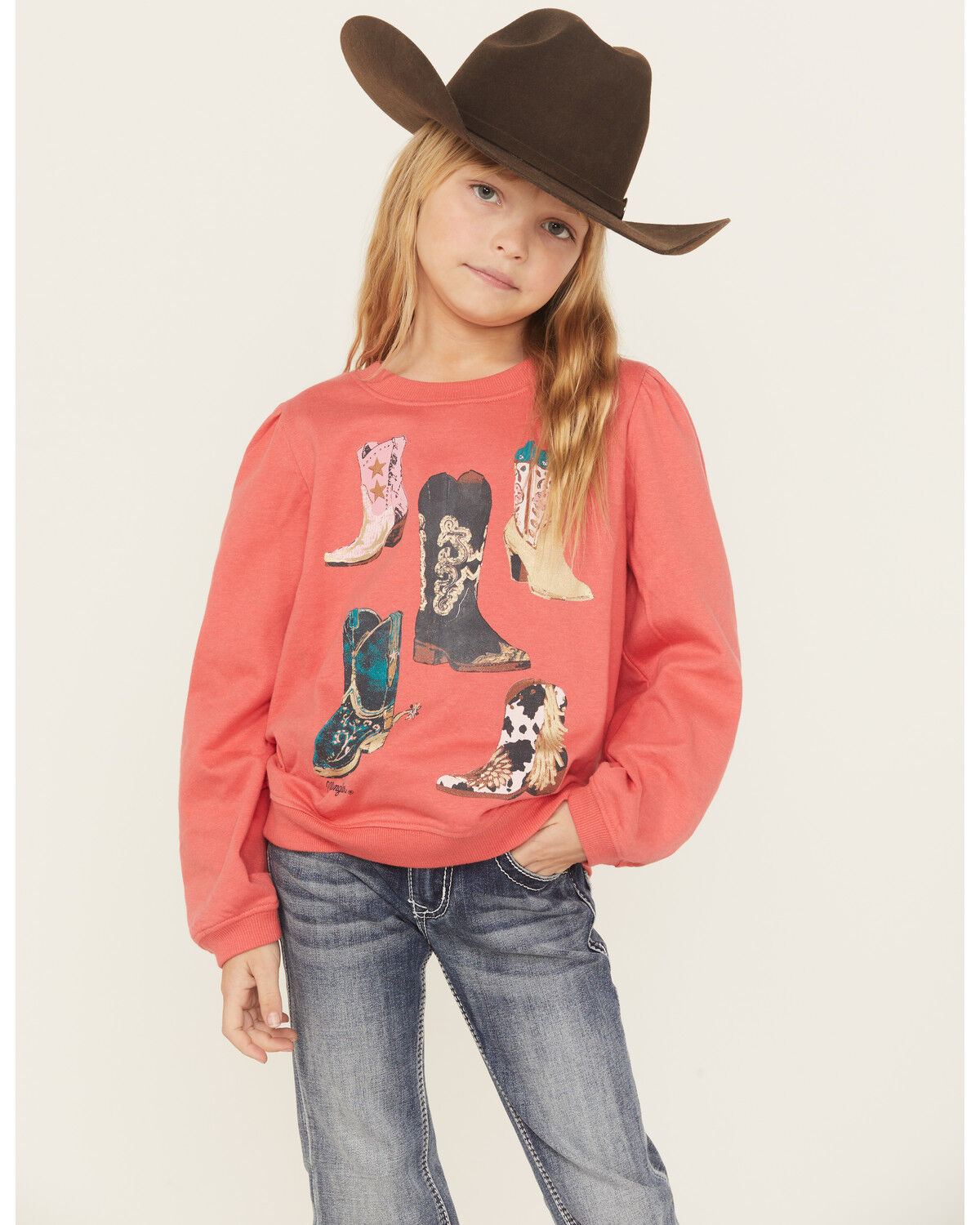 WRANGLER GIRLS' BOOT LONG SLEEVE GRAPHIC SHIRT