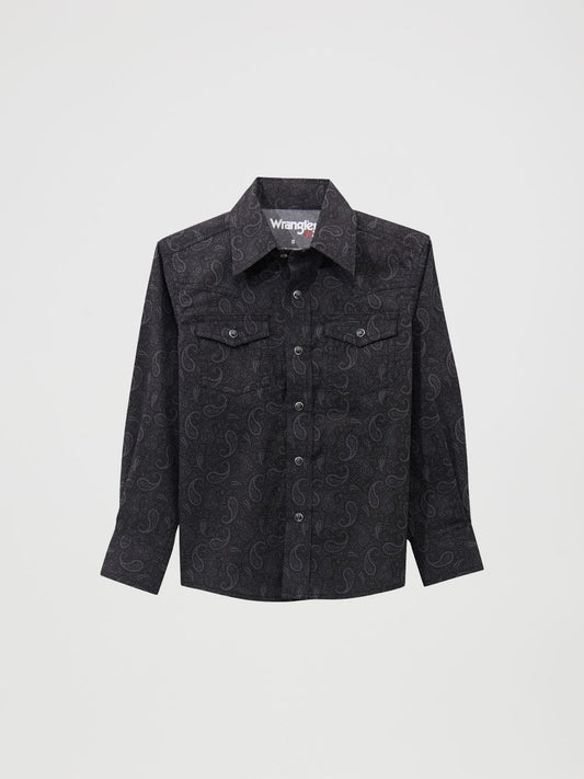 WRANGLER 20X COMPETITION BLACK PAISLEY - KIDS BOYS SHIRT