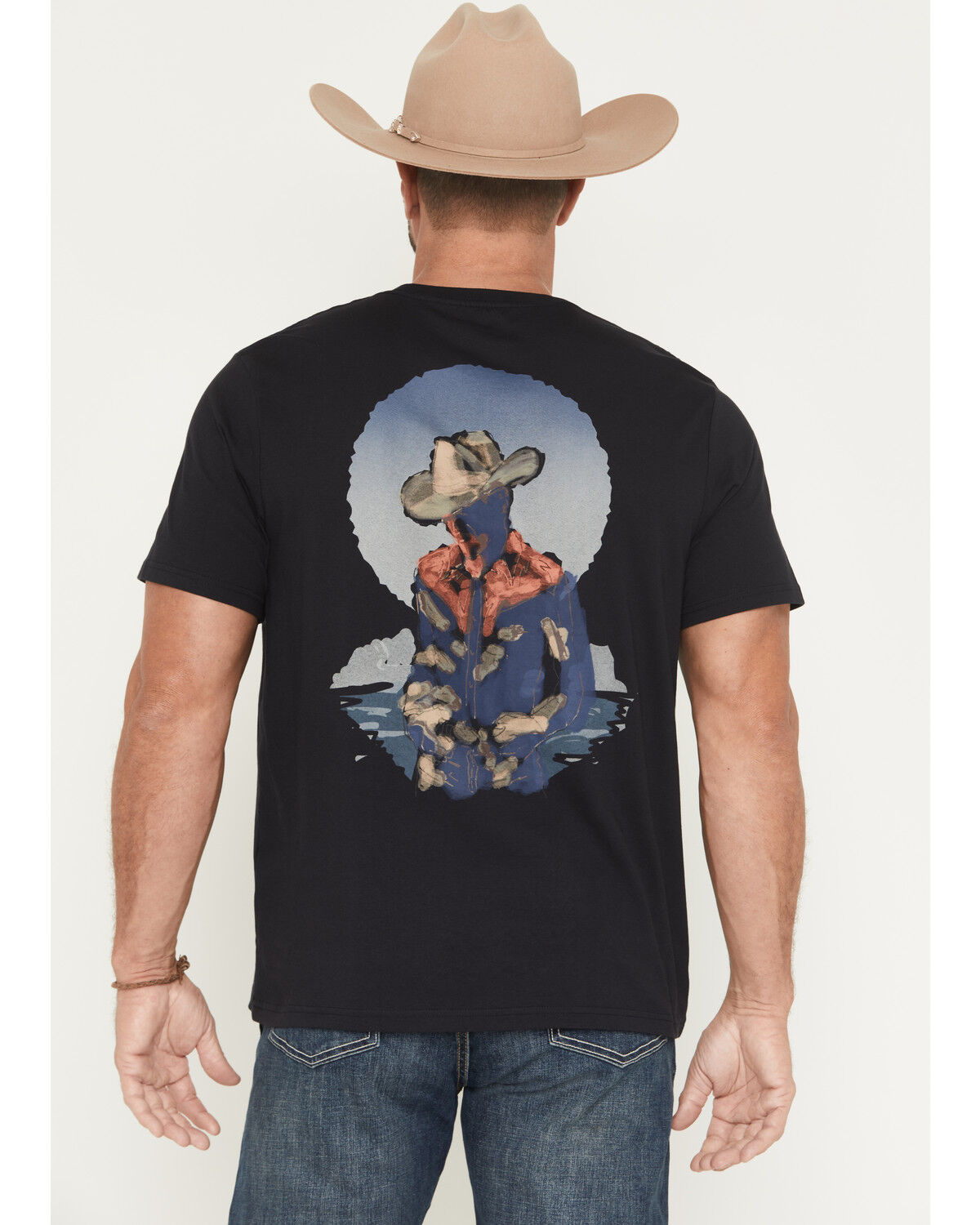 WRANGLER MEN'S COWBOY JIM WATERCOLOR SHORT SLEEVE GRAPHIC T-SHIRT