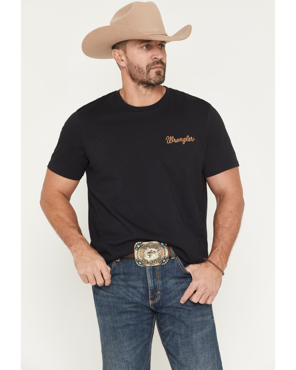 WRANGLER MEN'S COWBOY JIM WATERCOLOR SHORT SLEEVE GRAPHIC T-SHIRT