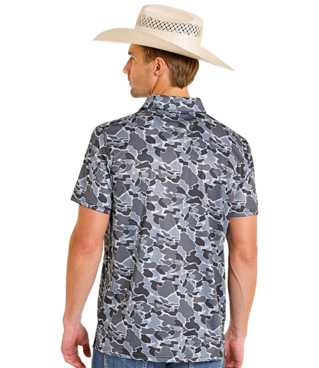 BM51T08355 CHARCOAL CAMO PRINTED MESH POLO☑️