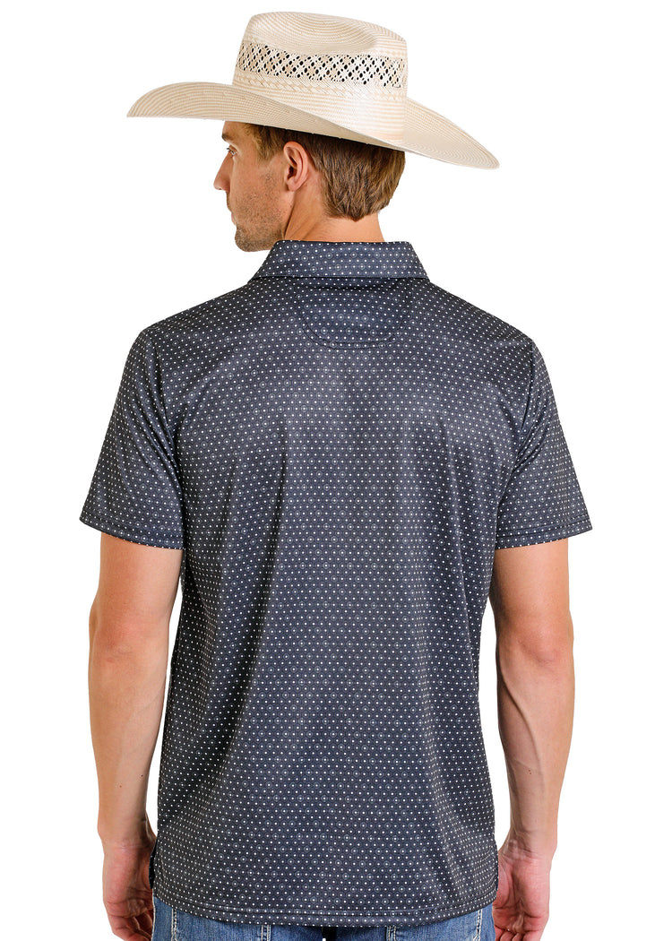 ROCK & ROLL GEO ALLOVER PRINT BLACK - MENS POLO - BM51T08331☑️