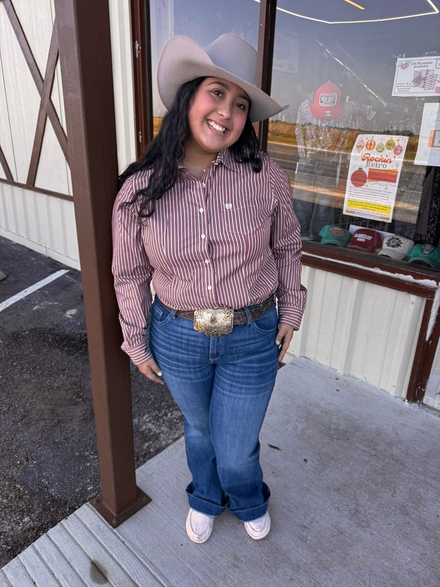 Cinch women’s red stripe shirt