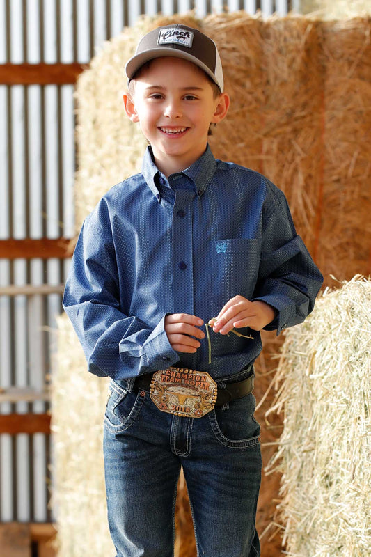Boy's Cinch Printed Long Sleeve Button-Down Western Shirt