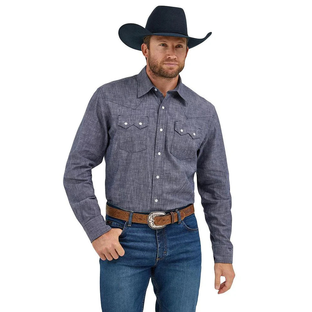 Wrangler Cody Johnson Navy Men's Western Snap 112369519 👕