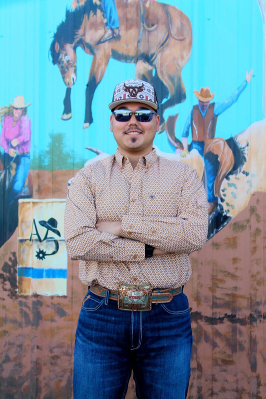 ARIAT BURNIS CLASSIC FIT TAN PRINT - MENS SHIRT - 10062211 👕