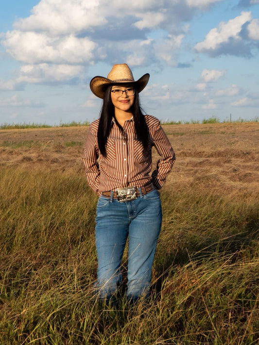 Wrangler Women's Pearl Snap Shirt - Rust 112371900