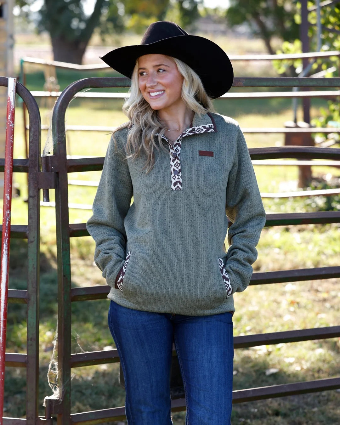 CINCH MAK9909005 Women's Fleece Pullover Olive