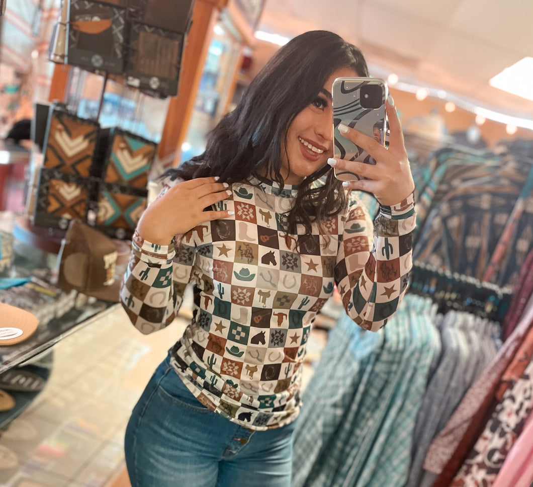 Western Mate-Mesh Top