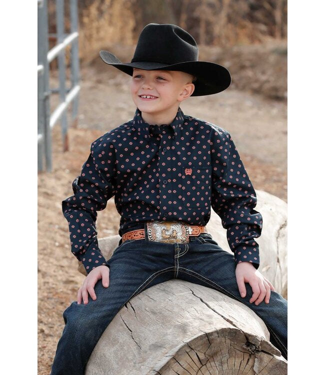 Cinch BOYS LS BUTTON NAVY
