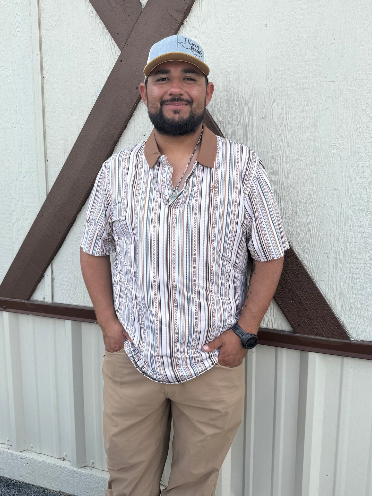 Hooey Men’s Whitecap Grey Cream Polo🤠