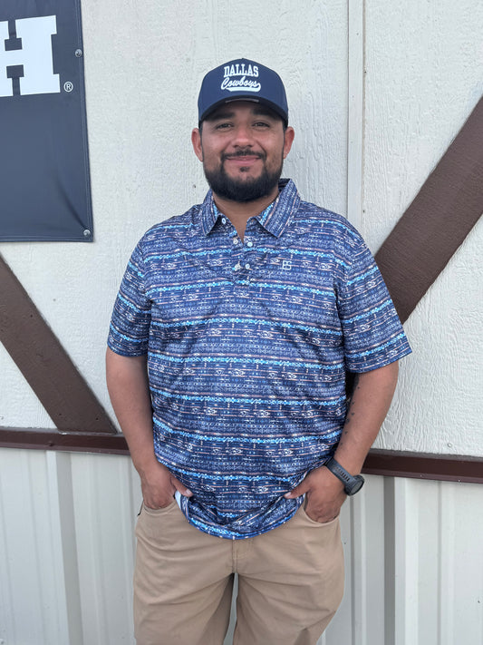 Panhandle Slim Men’s Vintage Navy Aztec Polo 🤠