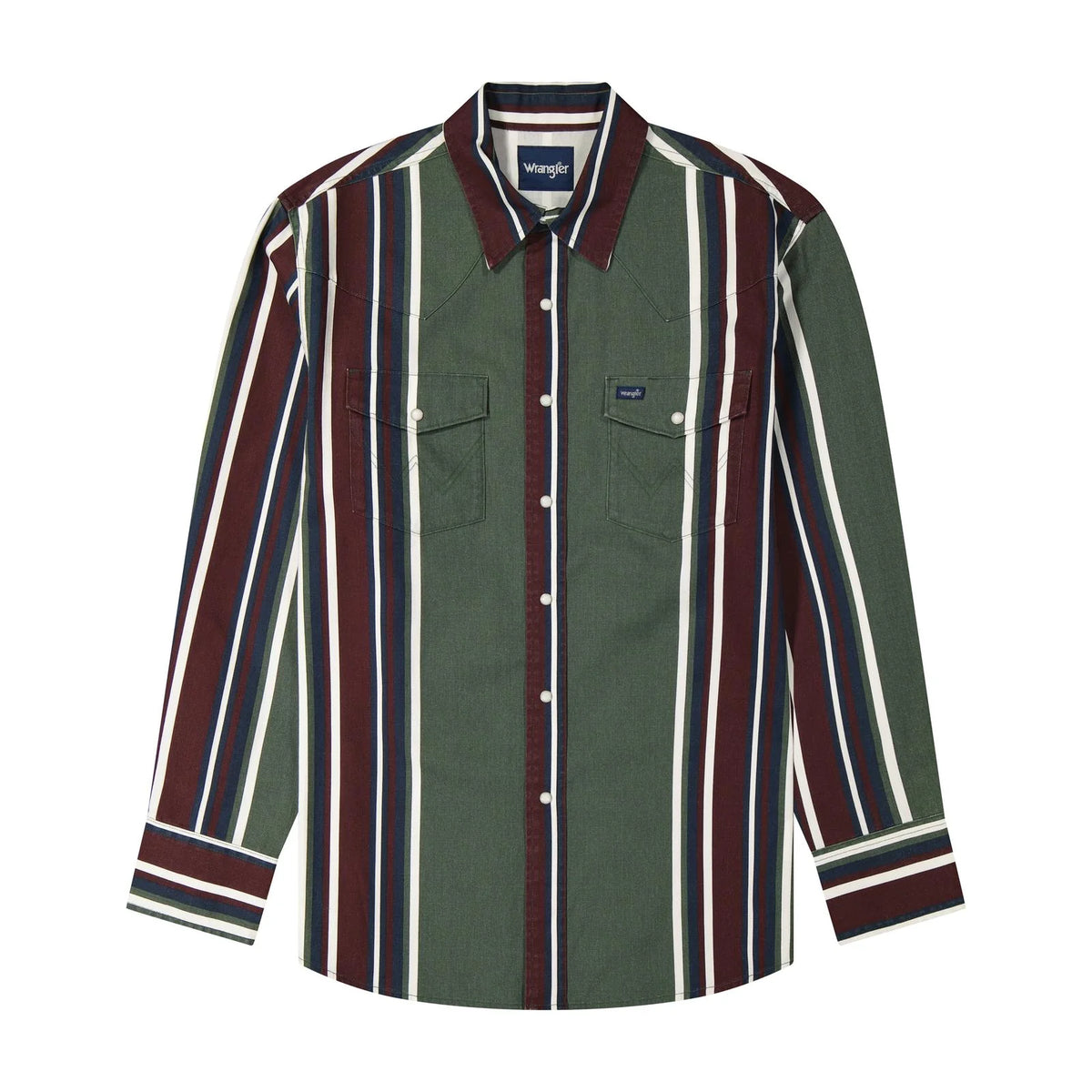 WRANGLER MEN'S GREEN BRUSHPOPPER LONG SLEEVE SHIRT 112385788 🤠