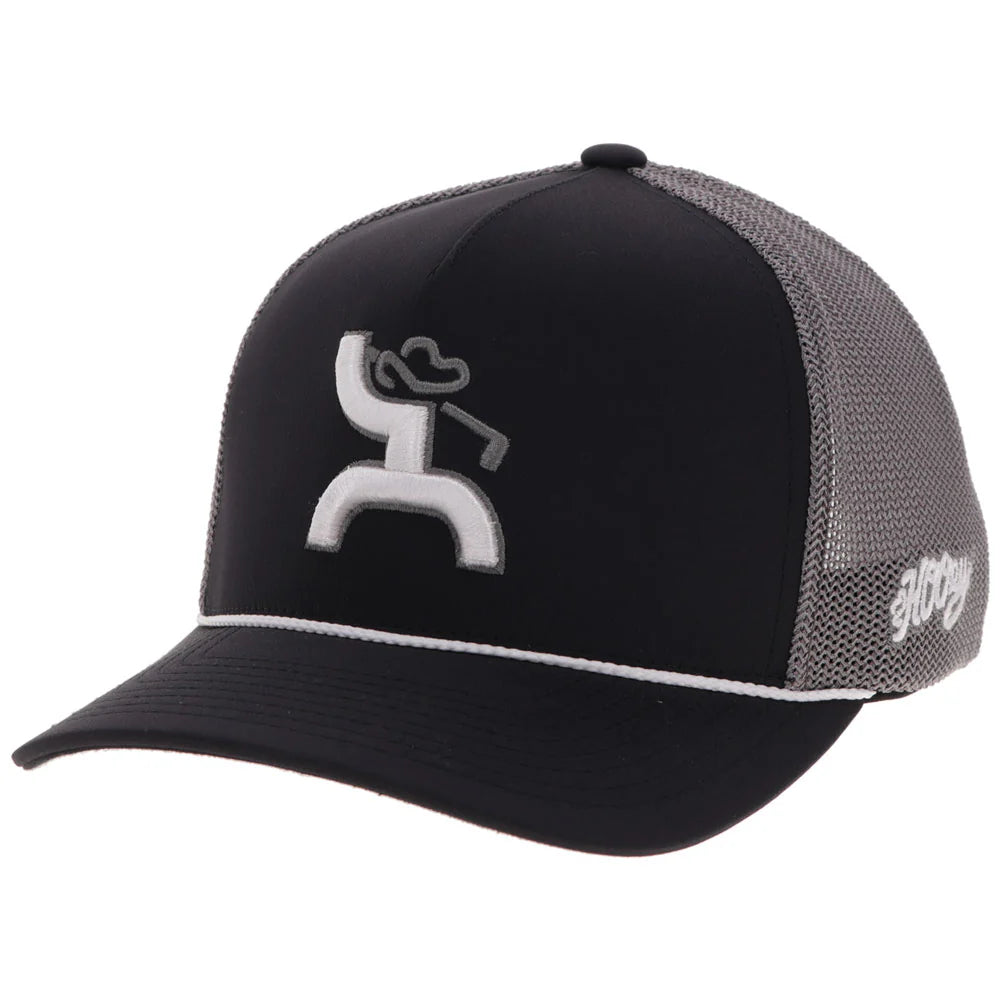CLASSIC" HAT BLACK/GREY W/WHITE & GREY HOOEY GOLF LOGO🧢✅