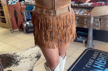 Load image into Gallery viewer, Brown Bedazzled Fringe Shorts
