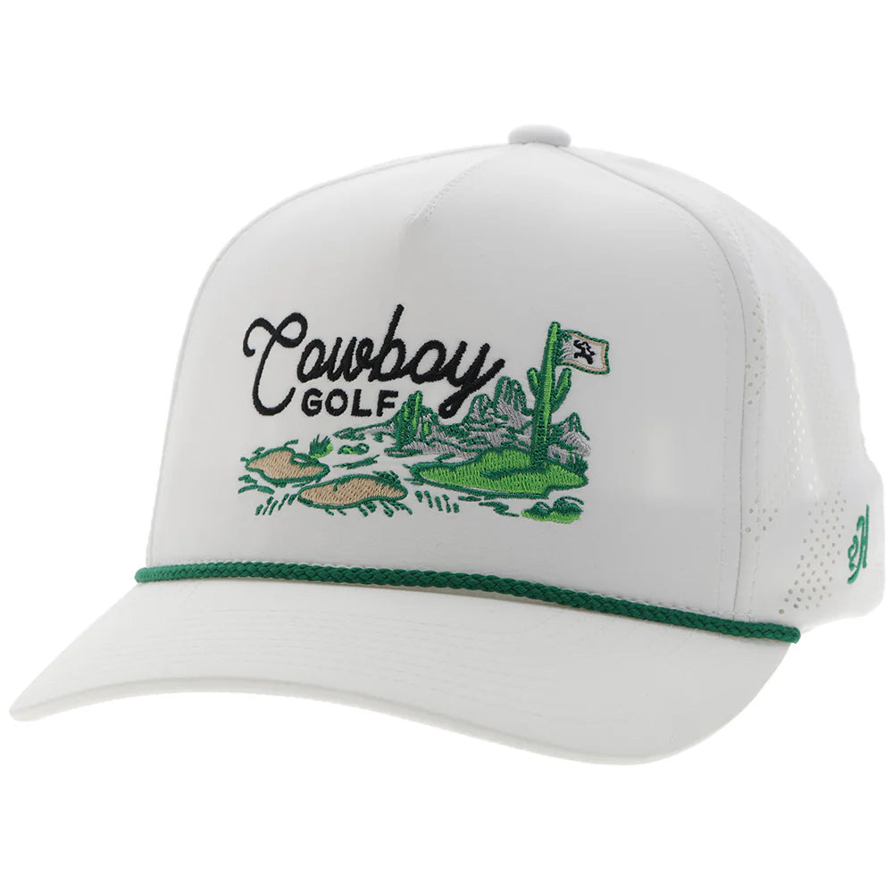 HOOEY HILLS" HAT WHITE W/GOLF COURSE LANDSCAPE🧢✅