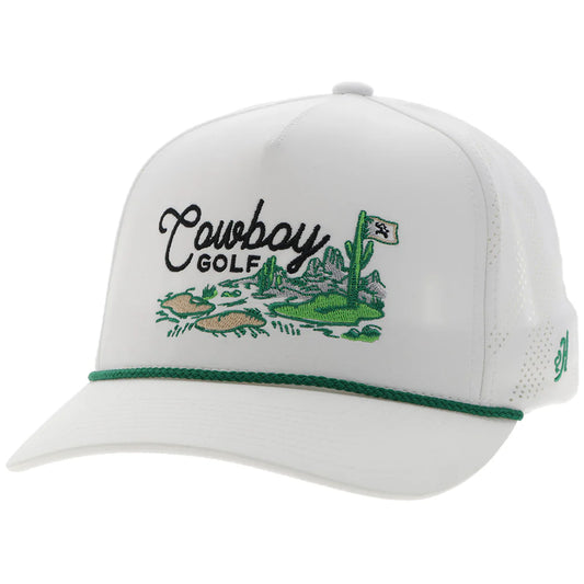 HOOEY HILLS" HAT WHITE W/GOLF COURSE LANDSCAPE🧢✅