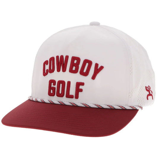 "COWBOY GOLF" HAT WHITE & RED W/ RED STITCHING🧢✅