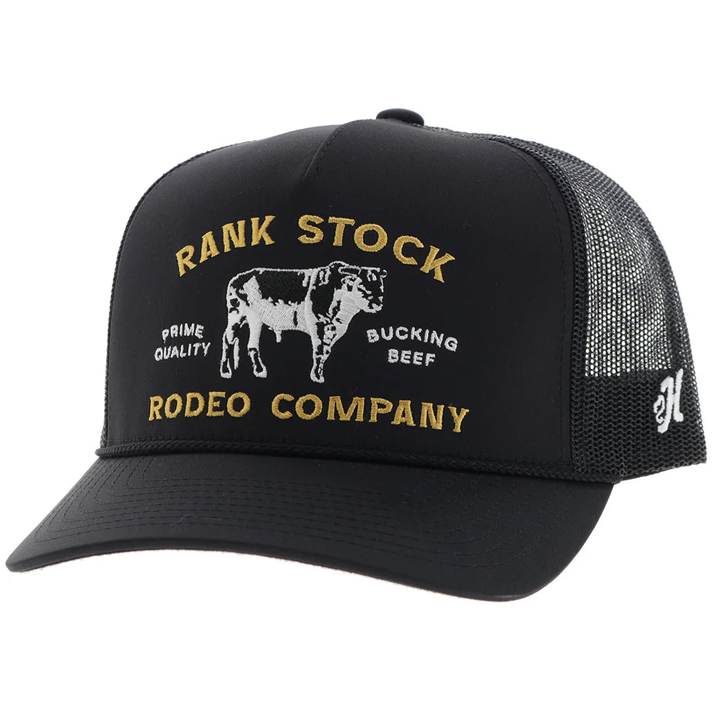 RANK STOCK" HAT BLACK W/YELLOW & WHITE STITCHING🧢✅