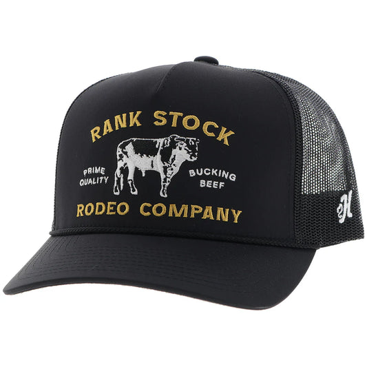 RANK STOCK" HAT BLACK W/YELLOW & WHITE STITCHING🧢✅