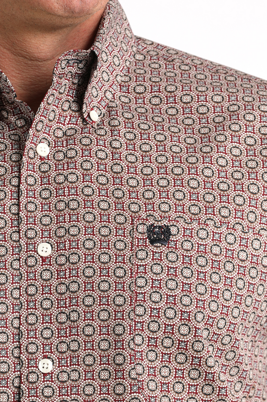 CINCH LIGHT BURGUNDY GEOMETRIC PRINT - MENS SHIRT 👕