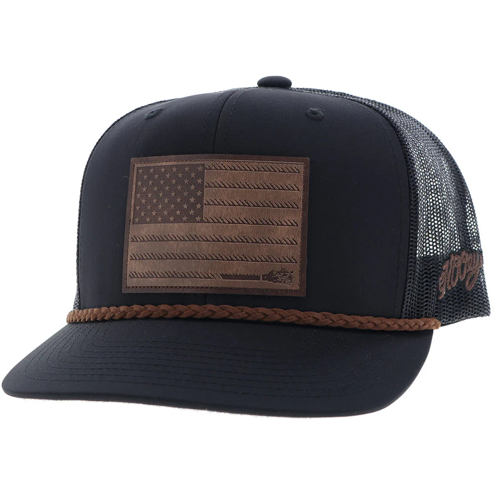 LIBERTY ROPER" BLACK W/LEATHER PATCH🧢✅