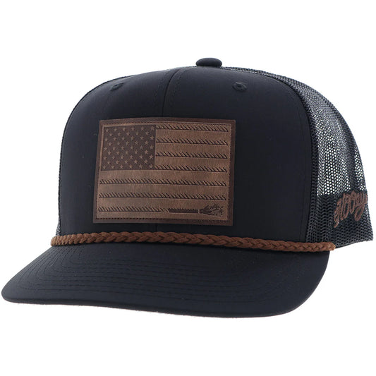 LIBERTY ROPER" BLACK W/LEATHER PATCH🧢✅
