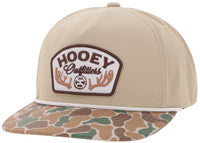 Hooey Caps - Outfitters Tan / Camo Bill 5-Panel Trucker with White Brown Patch🧢✅