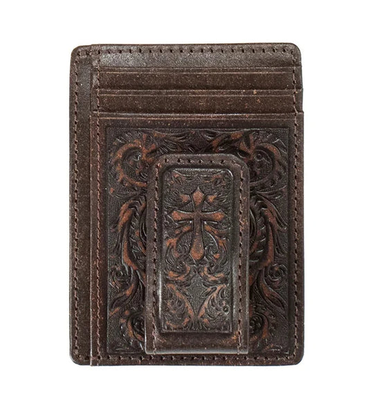Men's Nocona Brown Money Clip Style Wallet