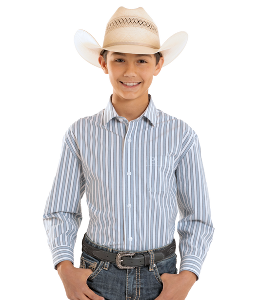 BOYS LS BUTTON BLUE👔